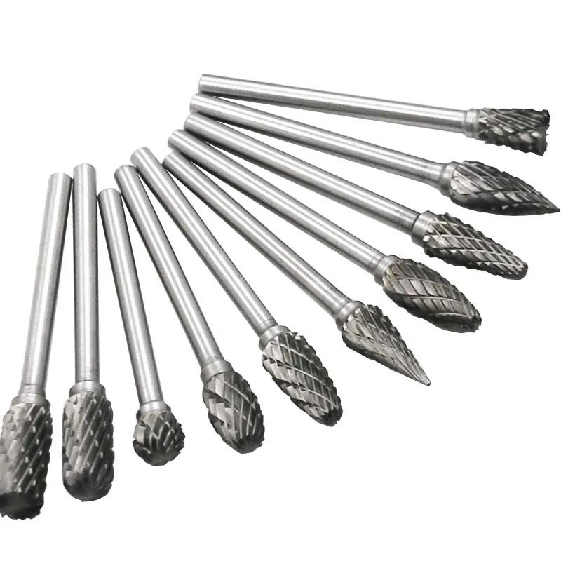 Trzpień 3mm rysunek frez z węglika wolframu narzędzie obrotowe zadzior podwójne diamentowe cięcie obrotowe Dremel metal drewno elektryczne szlifowanie