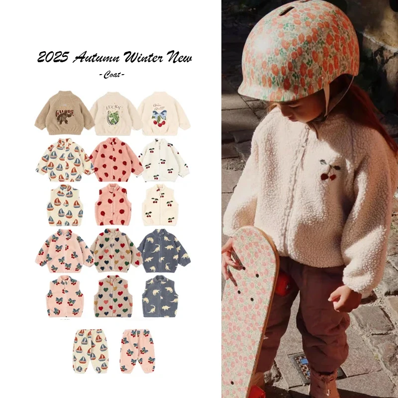 

2025 Winter Children's Coat KS Series Cartoon Pattern Fashion Thick Tank Top for Boys and Girls Baby Warm Children's Clothing
