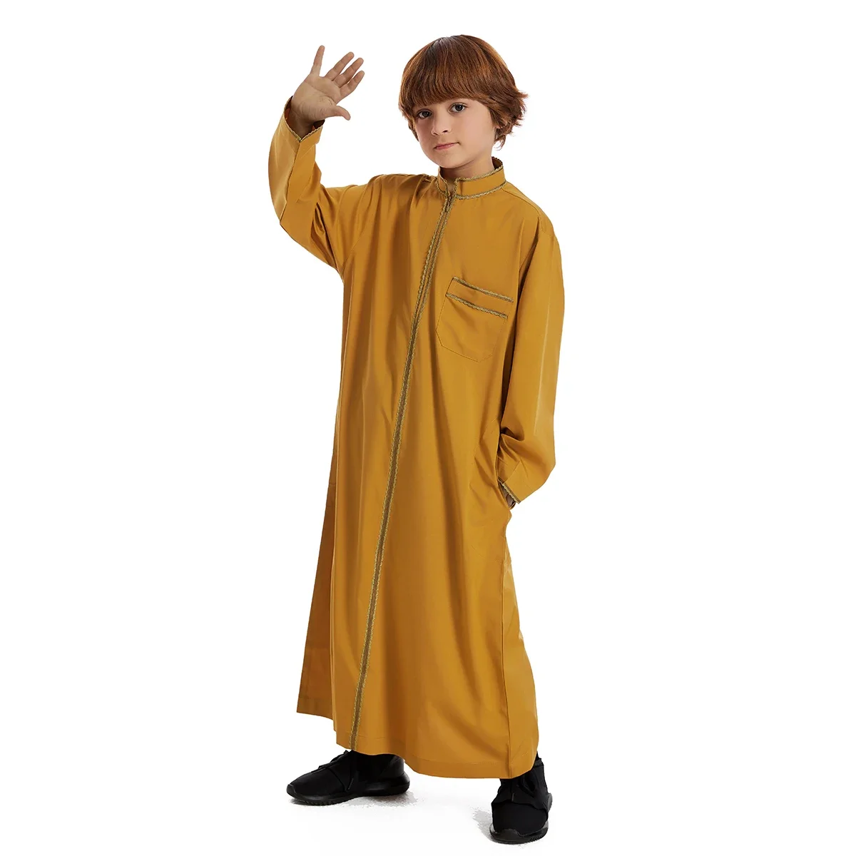 Saudi Arabic Boys Kids Zipper Robe Ramadan Muslim Dress Child Jubba Thobe Eid Djellaba Dishdasha Islamic Abaya Dubai Turkey Gown