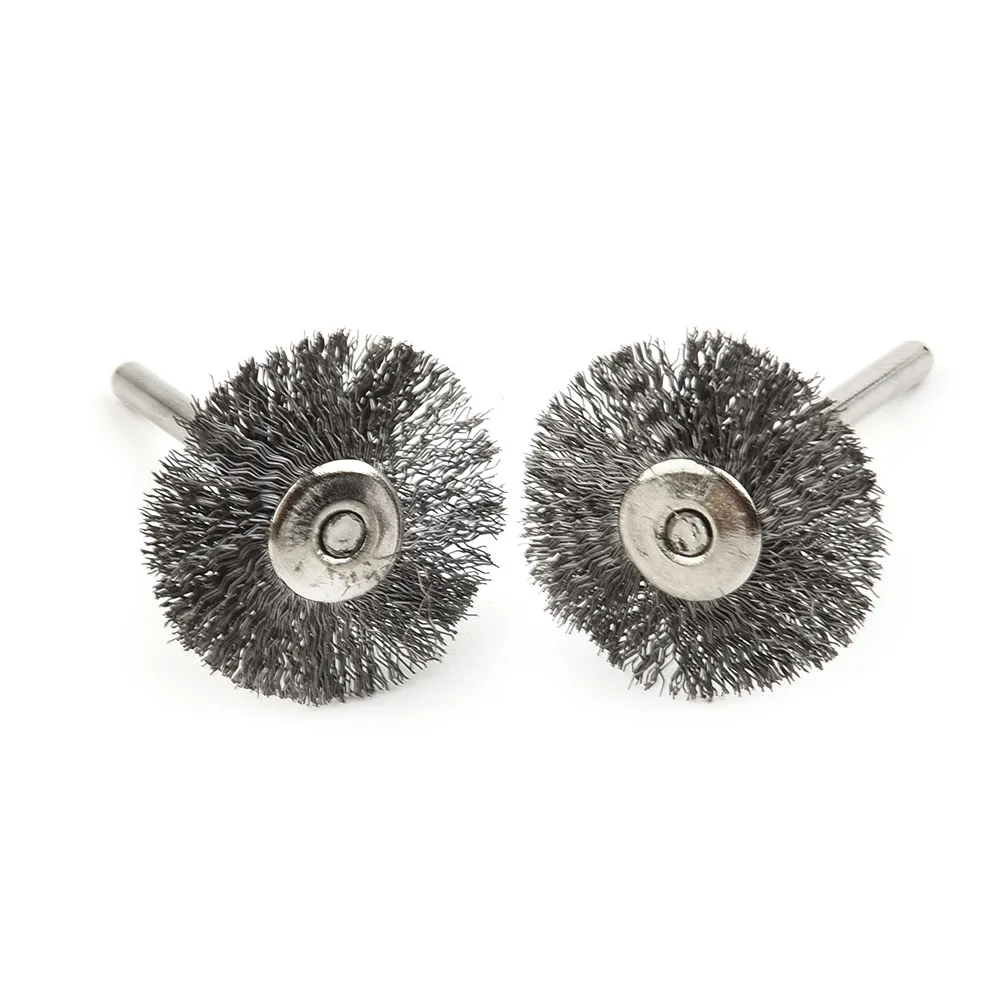 10PCS 22mm Steel Wheel Brushes With Handle T-shaped Flat Wire Electro-abrasive Cleaning For Dremel Drill Polishing Grinding Tool