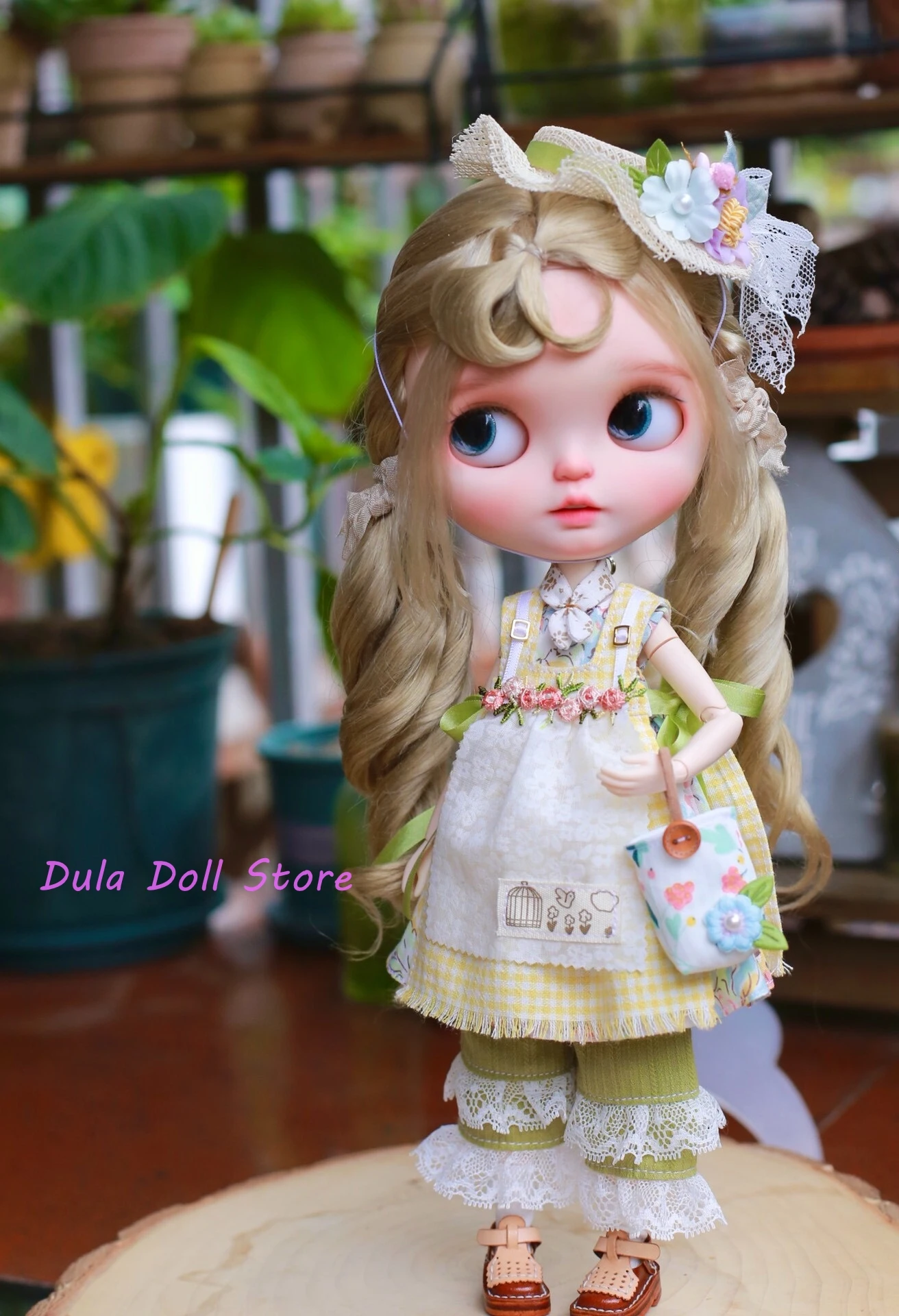 Dula Doll Clothes Dress for Blythe Landoudou Landazz ob24 ob22 Azone Doll Spring floral green dress set