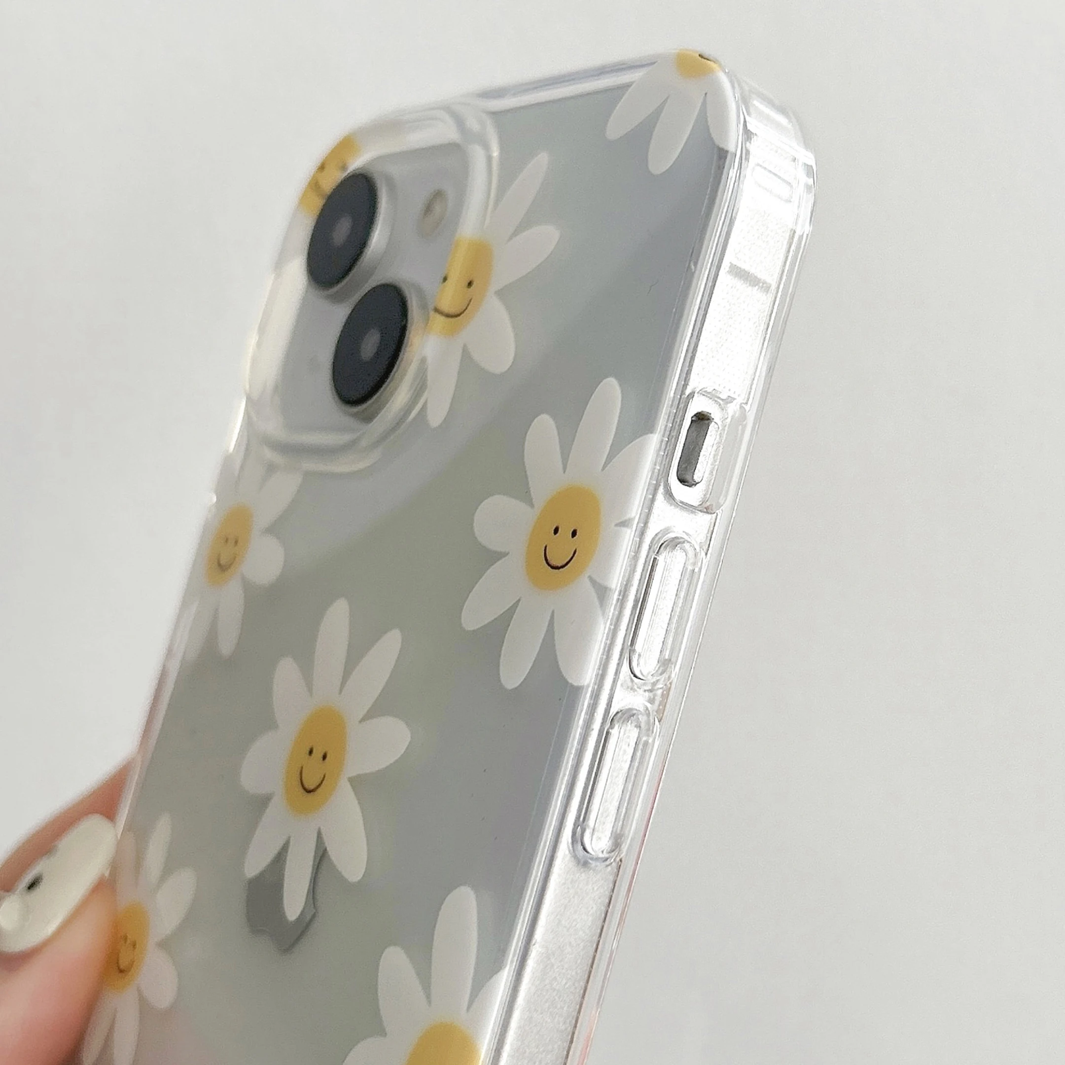 Smiling face flower Summer Trendy Phone Case For IPHONE 15PRO MAX 14 13 12  PRO Plus Acrylic TPU Two in one Mobile Phone Cases