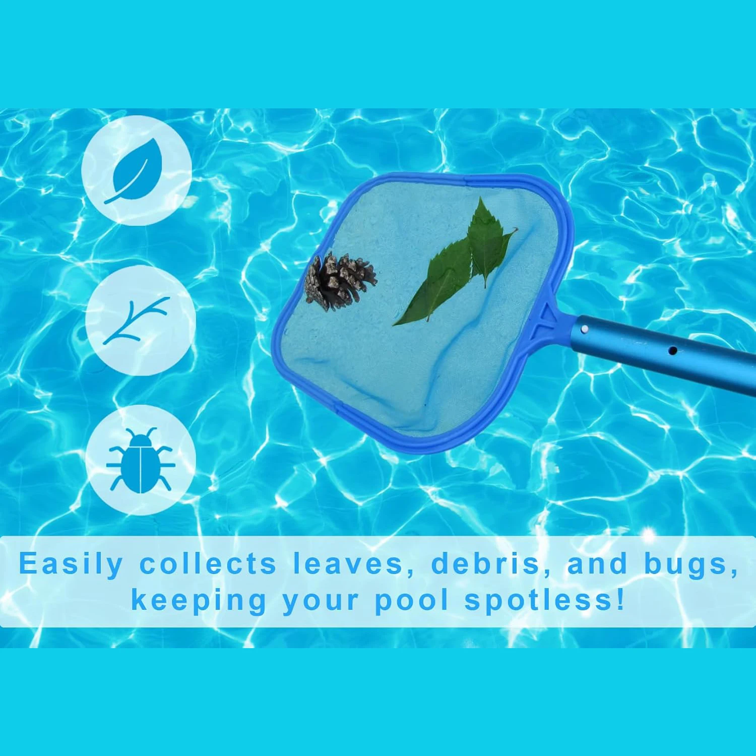 Rastrello per foglie professionale Borsa profonda Reti per pulizia piscina Spa Spazzatura Skimmer Rete per piscina Accessori per rete per pulizia piscina