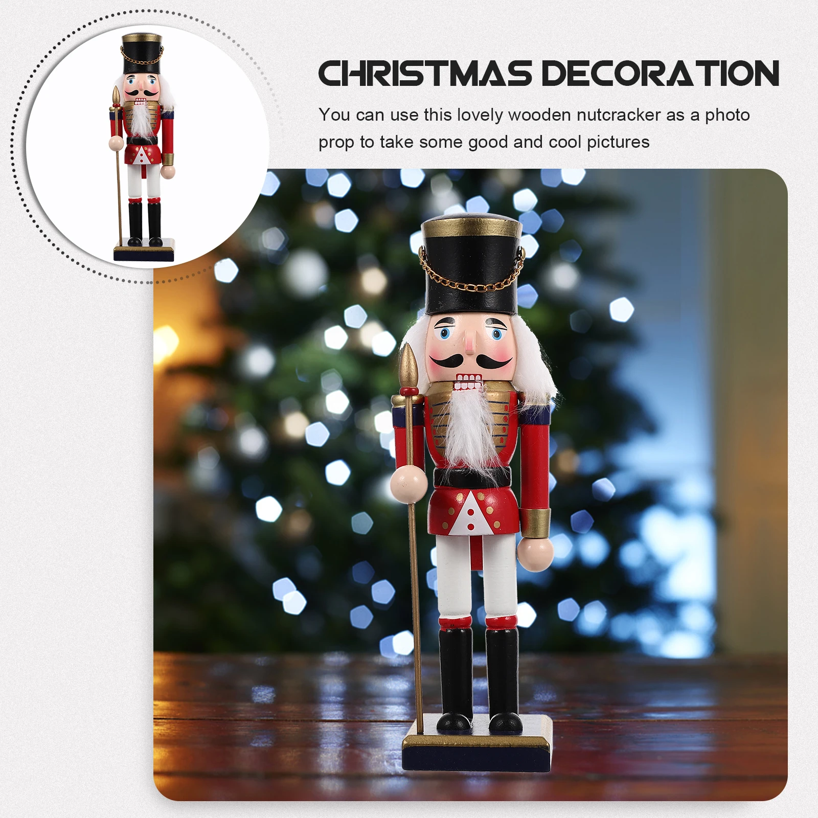 

Nutcracker Soldier Decor Christmas Wooden Puppet for Living Room Bedroom Office Desktop Holiday Decoration Craft Gift