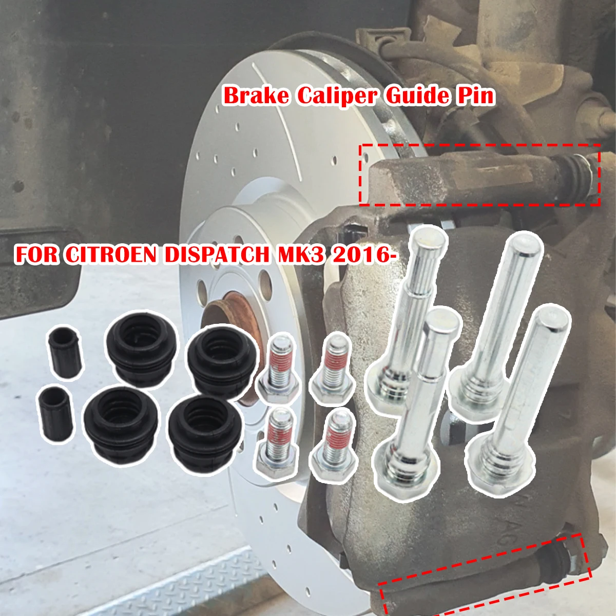 

14pcs FOR CITROEN DISPATCH MK3 2016- Brake Caliper Cylinder Slider Guide Pin For Disc Housing Bolts Rubber Bushing Boot Seal Kit