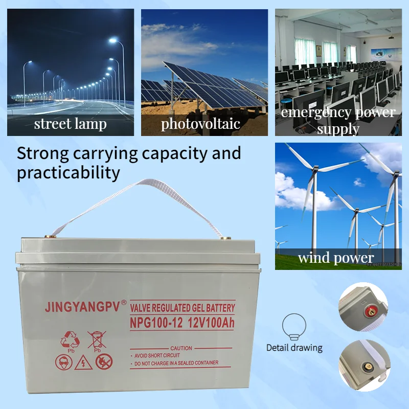 Jingyang 12V 100ah Sealed Lead Acid Battery Gel Battery 2 Years Warranty Rechargeable Solar Battery for Security Power Systems