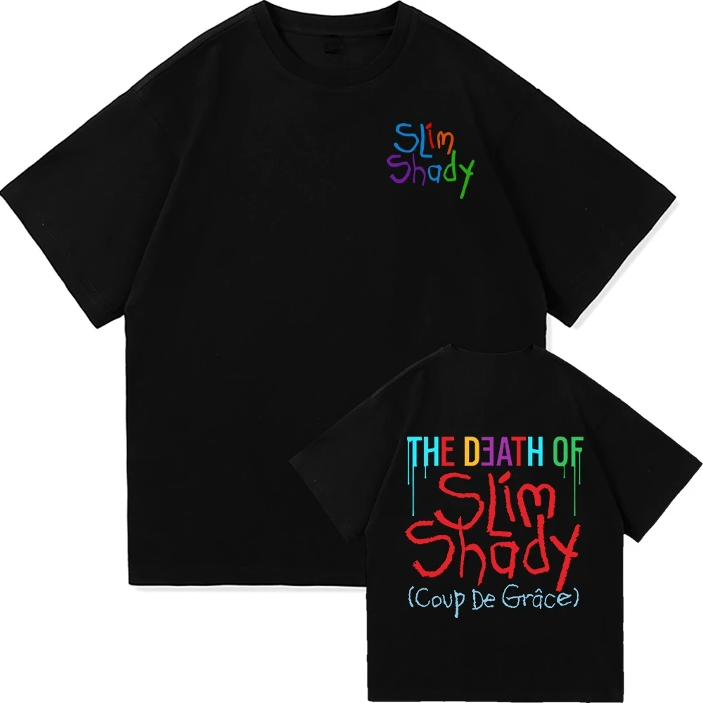 

Eminem The Death of Slim Shady T Shirt New Fashion Men Hip Hop Letter Print T-Shirt Unisex High Quality Retro Cotton Tees Shirts