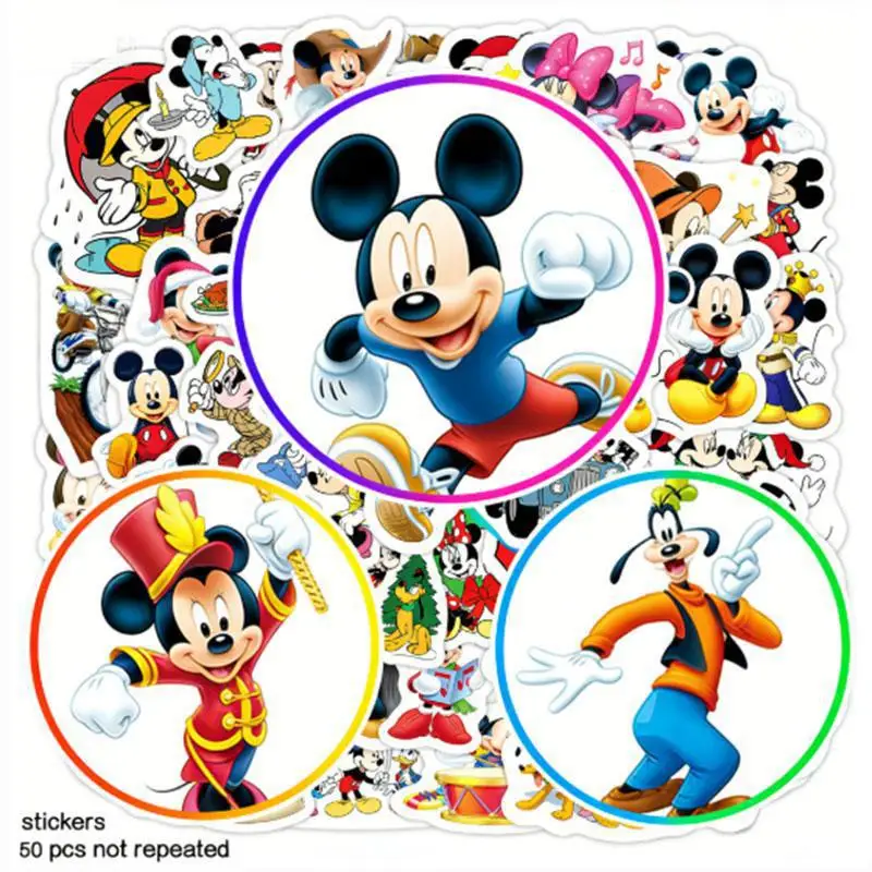 

50pcs Mickey And Minnie Mouse Cartoon Graffiti Stickers Waterproof Decals Stickers For Laptop Phone Thermos Ipad Diy Stickers