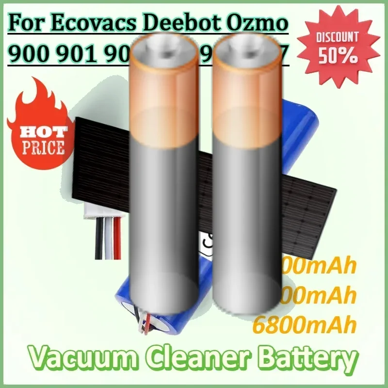 

14.4V 6800mAh Replacement Battery for Ecovacs Deebot Ozmo 900 901 905 920 930 937 N8 N8 Pro Robot Vacuum Cleaner Battery