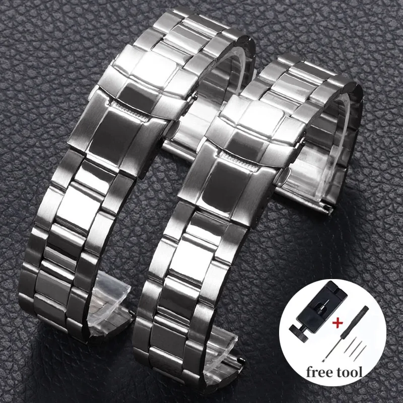 Stainless Steel Band 20mm 22mm Metal Watch Strap Folding Buckle Bracelet  for Seiko for Water Ghost Diving Universal Wristband
