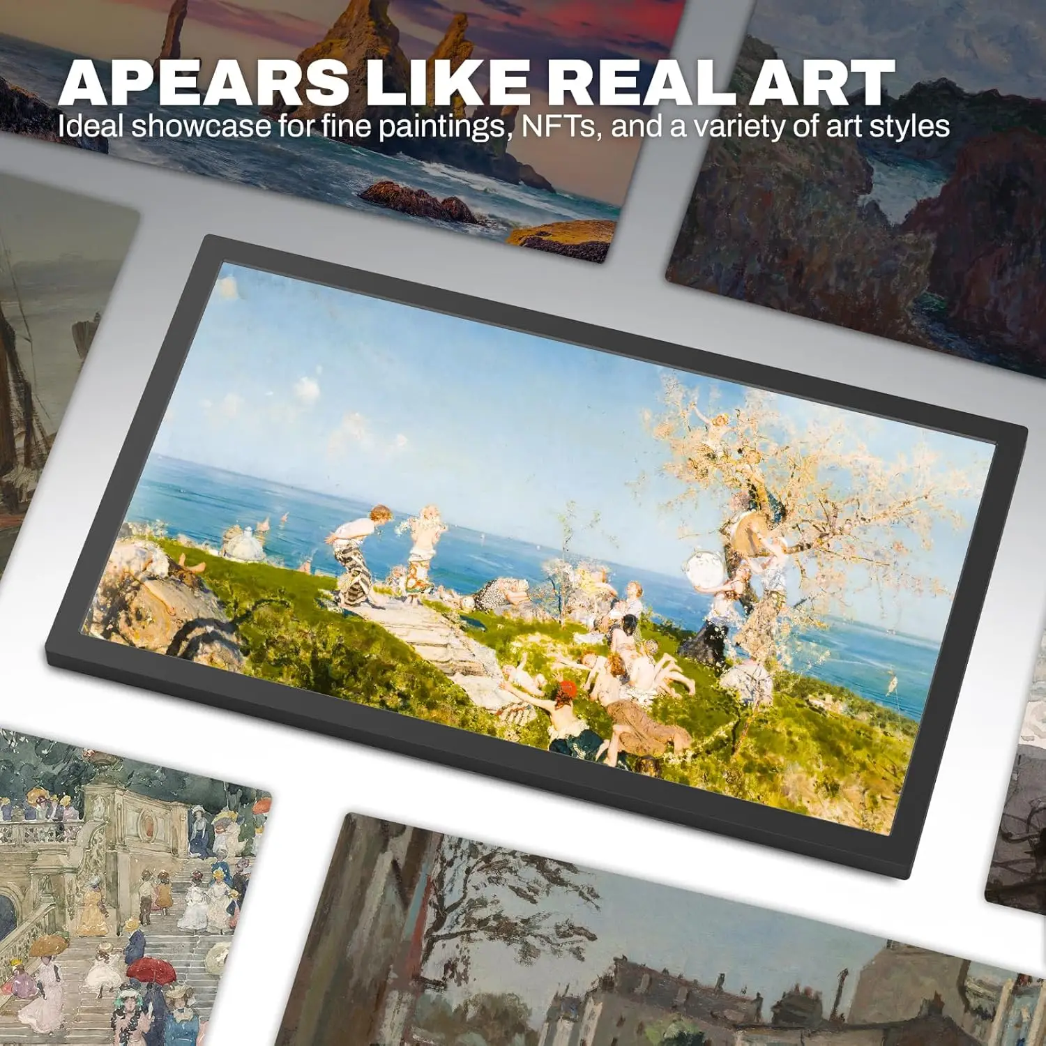 إطار صور رقمي FHD مقاس 24 بوصة، 1920 × 1080 IPS، WiFi، مساحة تخزين 32 جيجابايت، جهاز تحكم عن بعد، تدوير تلقائي، مشاركة عبر التطبيق/البريد الإلكتروني، USB/microSD، أسود