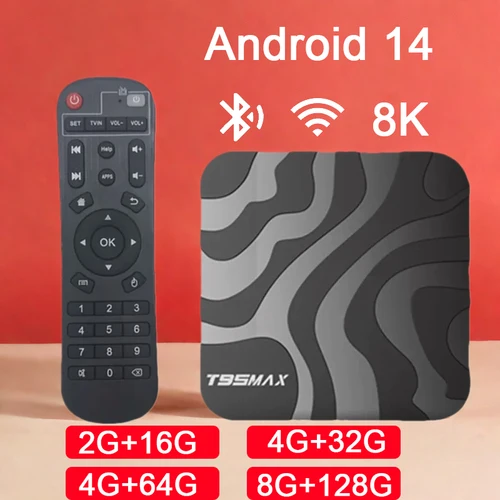 T95 MAX Android 14 Smart TV Box Allwinner H618 64G 128G ROM 2,4G y 5G Wifi Dual 4K 8K HDR10 + BT5.0 reproductor multimedia de voz decodificador