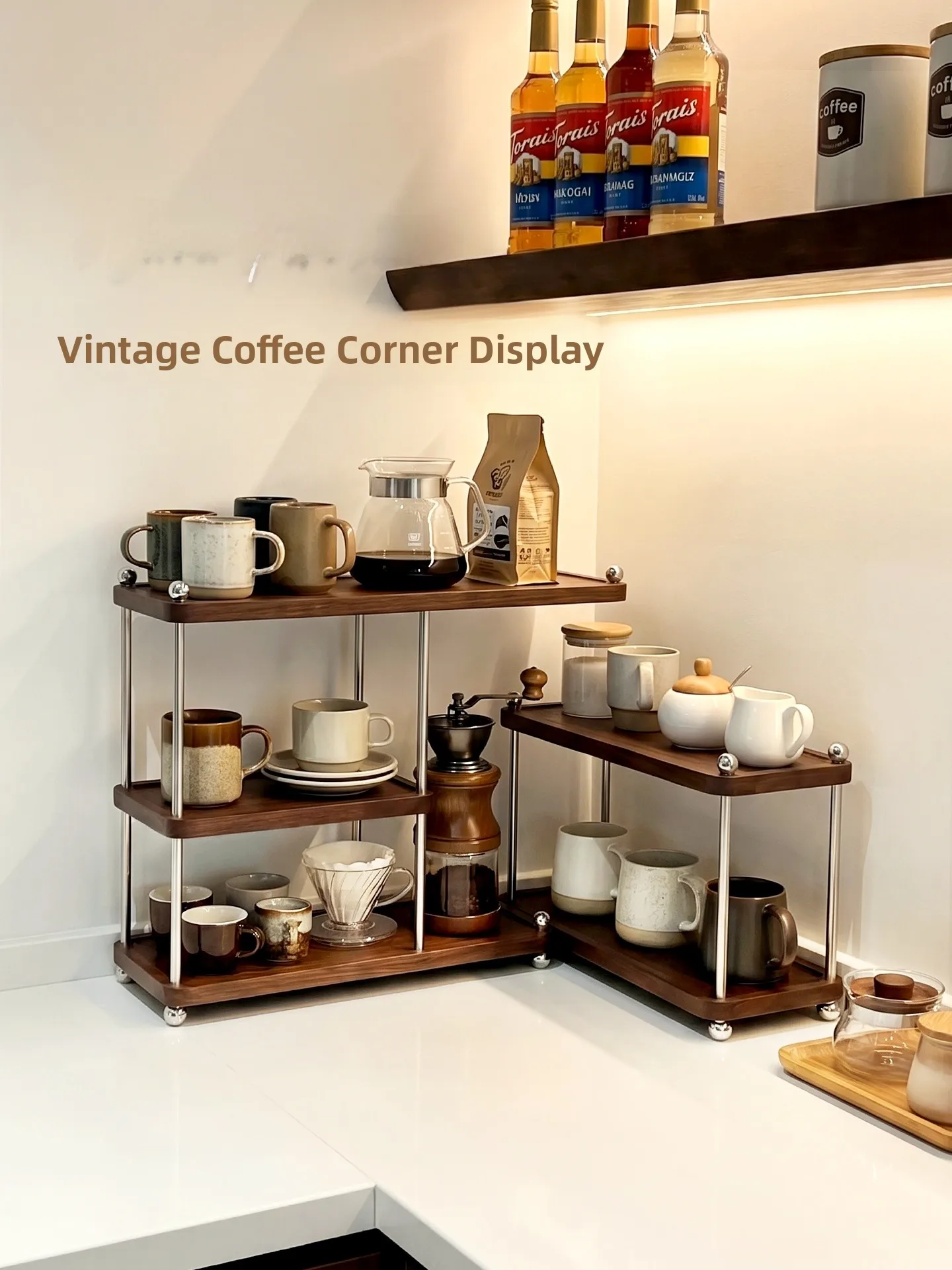 

Wooden Cup Holder Coffee Corner Setup Vintage Dining Room Cabinet Cupboard Storage Rack Real Wood Cup Stand Organizer
