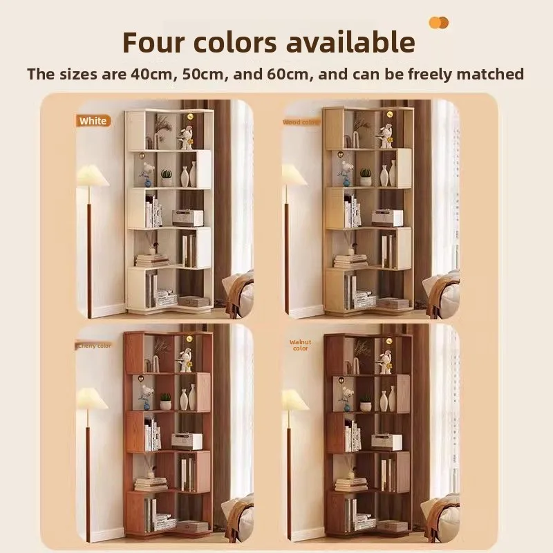 

Угловая книжная полка Напольная полка Интегрированная из массива дерева у стены Угловой шкаф для гостиной Прикроватная книжная полка Стеллаж для хранения