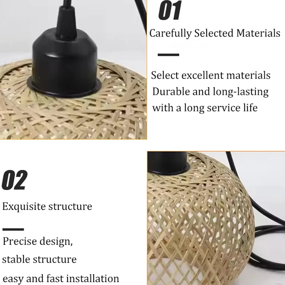 LED bamboo woven ceiling light hallway living room hanging line light E27 woven light combination decorative lighting fixture