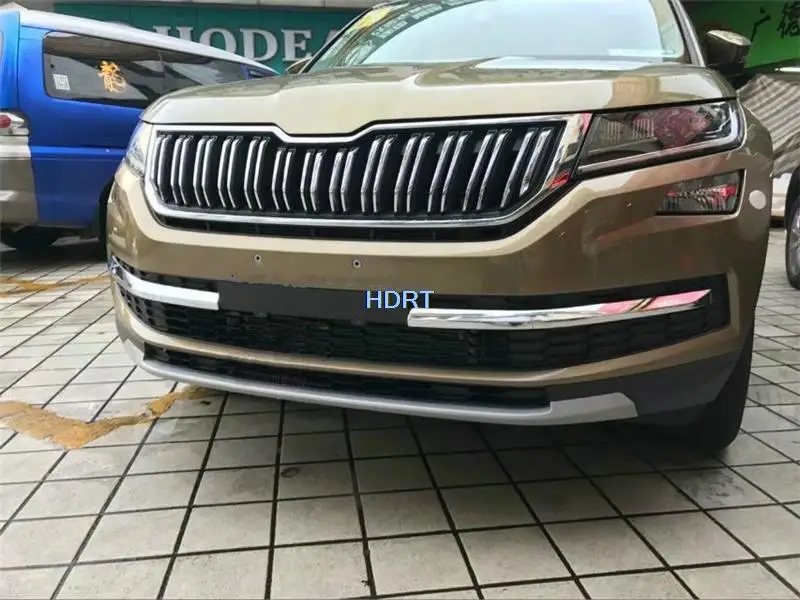 Front Middle Net Grille Protector Decoration Accessories Racing Grill Sticker Trim Strip For Skoda Kodiaq 2017 + Car Styling