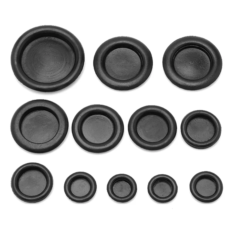 100Pcs Rubber Grommets Electrical Wire Gasket Kit Wire Rubber Plug Gaskets Solid Closed Plug Firewall Hole Plug Cable Organizer