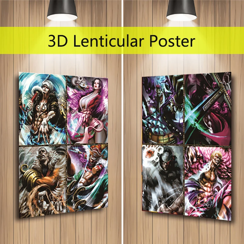 ONE PIECE 3D Transition Oka Shichibukai Lenticurlar Wall Sticker 3D Lenticurlar Flip Poster Anime Painting Home Decor Gift Toy