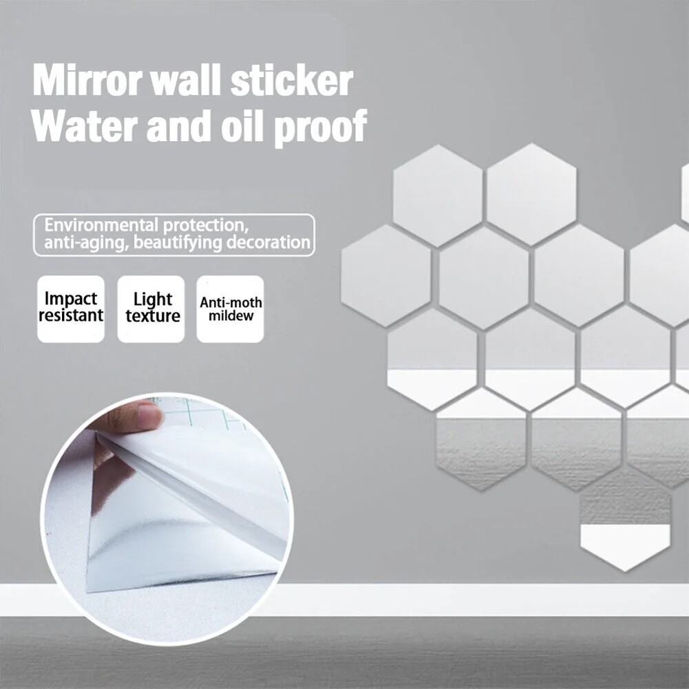 Decal Wall Sticker Home 0.1MM Thick Decoration Mirror Film PET Reflective 1 Pcs Acrylic Bathroom DIY Convenient