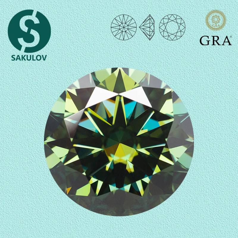 

Never Fade Natural Green Color Moissanite Loose Stones 5.0-18.0mm VVS1 Positive Pass Tester with GRA Certificate