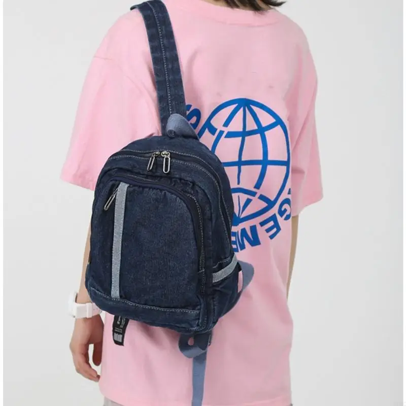 63HC Casual Rucksack Blue Jean Backpack กระเป๋านักเรียน Daypack สำหรับวันวาเลนไทน์