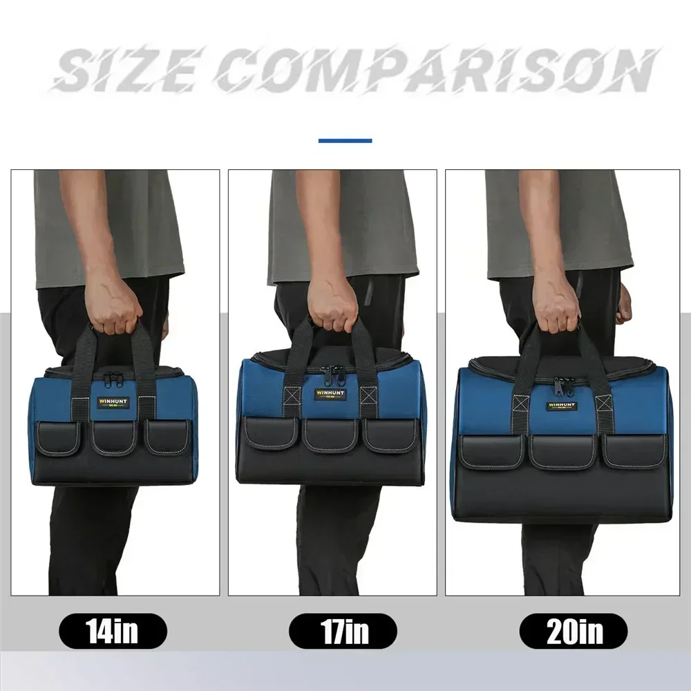 New Square Tool Bag with 30% More Capacity Waterproof Multi Pockets Tool Organizer Tool Pouch for Electrician Tools