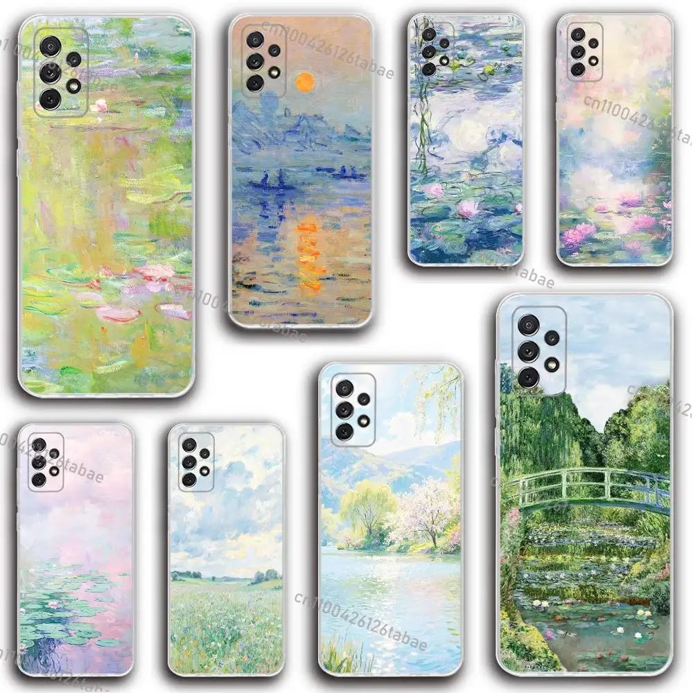 

Claude M-Monet Painting Phone Case Silicone For Samsung S30,23,21,22,20 FE lite,S10,9,PIus Note20ultra Soft Transparent