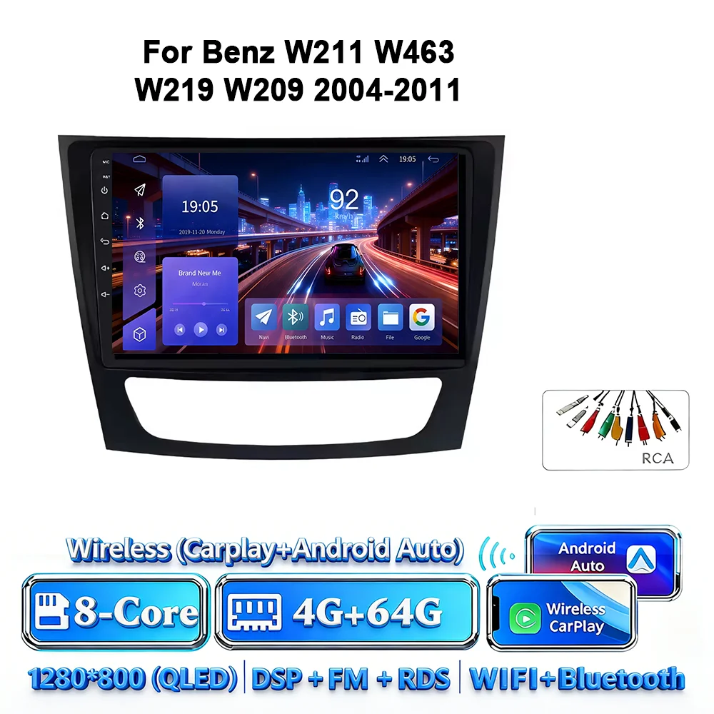 Android 17 autoradio 4G WIFI Carplay voor Mercedes Benz W211 E300 2002-2010 2din DVD GPS Multimedia Bluetooth touchscreen navigatie