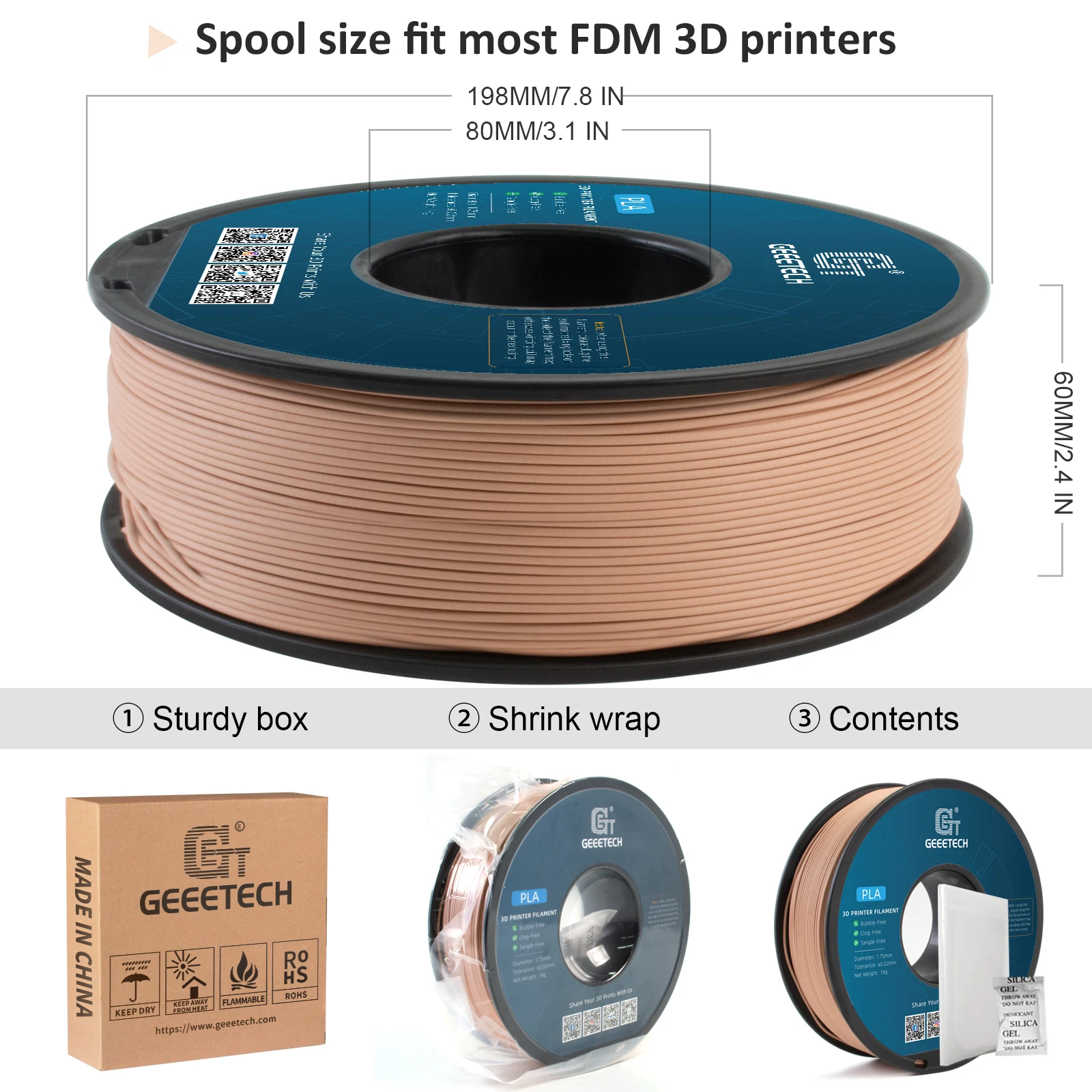 Imagem -06 - Geeetech-filamento Matte Pla para Impressora 3d Fio de Carretel Segurança Embalagem a Vácuo 10kg 175 mm