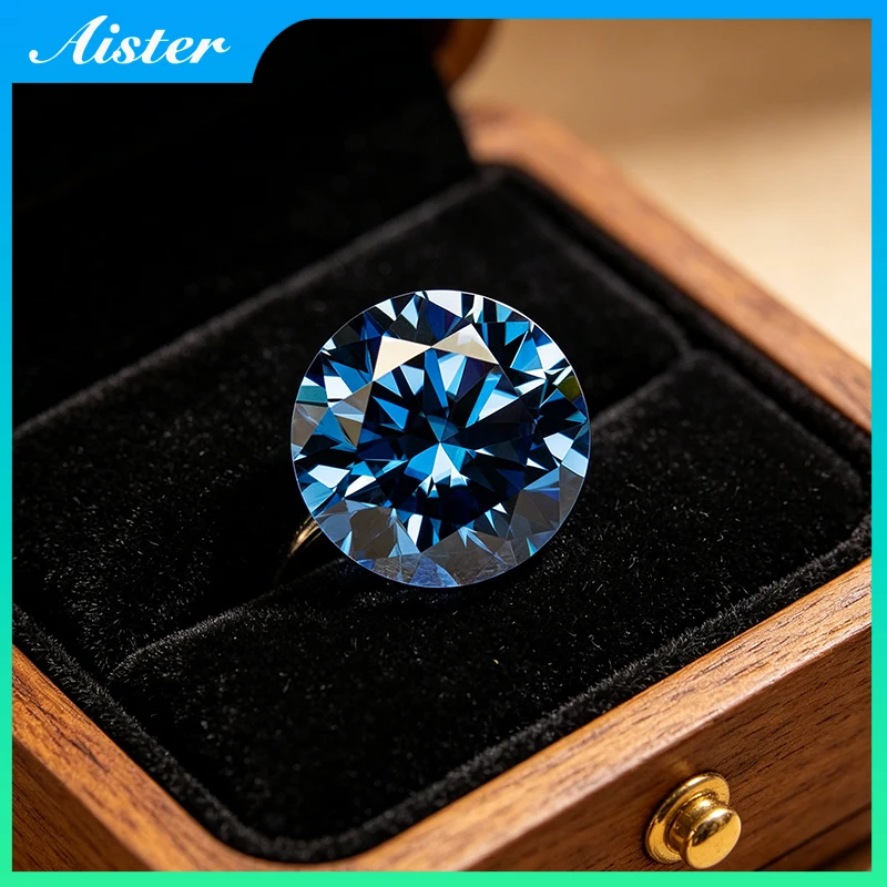 Royal Blue Moissanite Stone Lab Diamond VVS1 GRA Certified Moissanite Gemstone Pass Diamond Tester