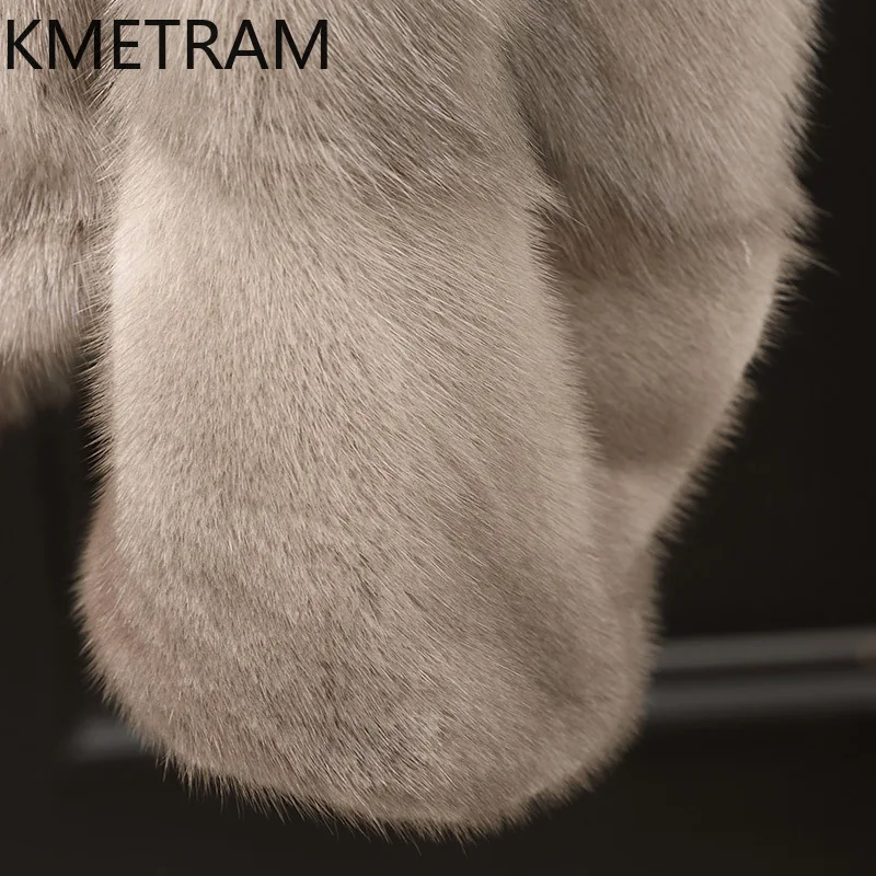 100% Mink Fur Jacketผู้หญิงหรูหราแขนค้างคาวสีเทาขนสัตว์จริงฤดูหนาวเสื้อผ้าFurryแจ็คเก็ต 2025 ฟ็อกซ์ขนสัตว์ба