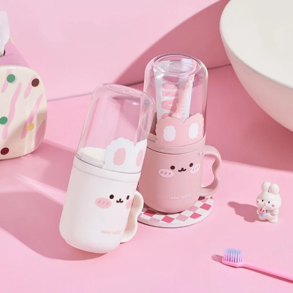 

Cute Cartoon Toothbrush Storage Box Compact Plastic Mouthwash Cup Portable Wash Cup Household