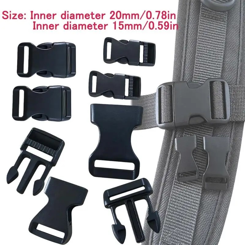 10/20/30pcs 15-20mm Double Adjustable Plastic Side Release Buckles for Backpack Waist Straps  Backpack Shoulder Straps