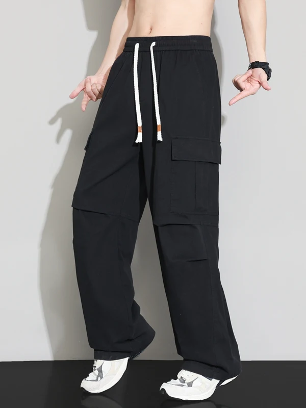 

Мужские рабочие брюки свободного прямого кроя, однотонные, в американском стиле, повседневные, весна-осень, базовые, весна-лето