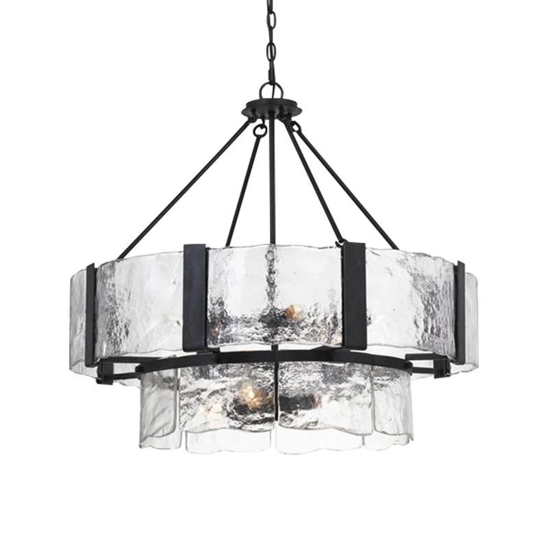 

Medieval glass round chandelier modern design creative art retro living room bedroom dining room light