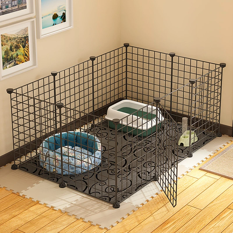 Iron Dog Fences Foldable Pet Fence Household Indoor Small Animal Cage Anti-Prison Break Cat Dog Fence with Door Pet Products