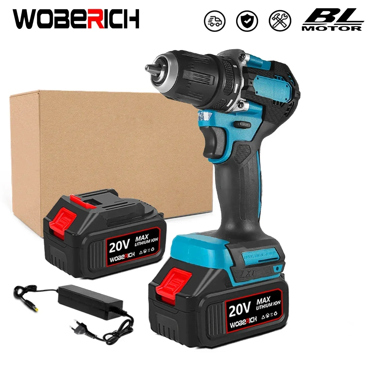 

Cordless Electric Hammer Impact Drill 13mm Chuck Brushless Multifunctional For Makita/WOBERICH 18V Battery Power Tool