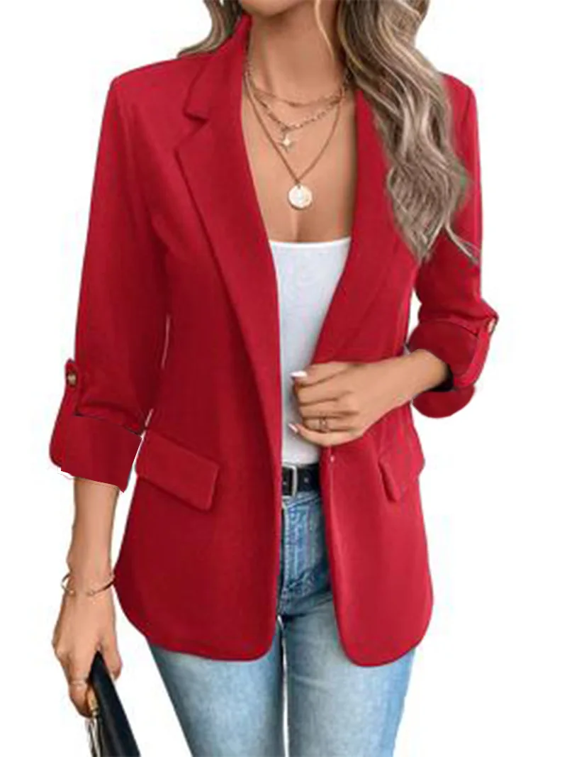 Cardigan à manches longues pour femmes, blazer à bouton unique, costume de bureau Simple, haut de transport, manteaux de base polyvalents à la mode, nouvelle collection