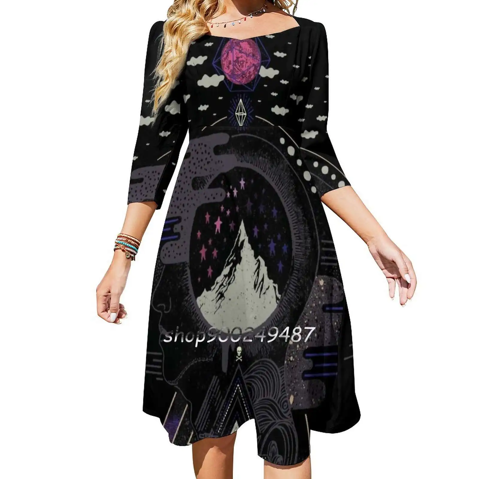 Hyper Dreamer Sweetheart Knot Flared Dress Fashion Design Large Size Loose Dress Surreal Surrealistic Surrealism Abstract Space