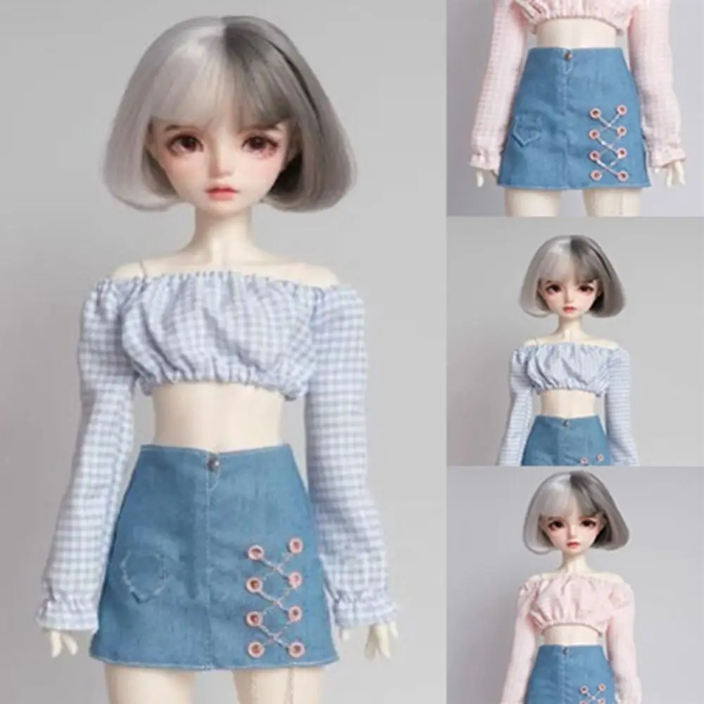 

Fashion Denim Short Skirt Mini with Chain Doll Shirt Clothes Cute DIY Accessories for 1/4 1/6 BJD 30/45cm Dolls