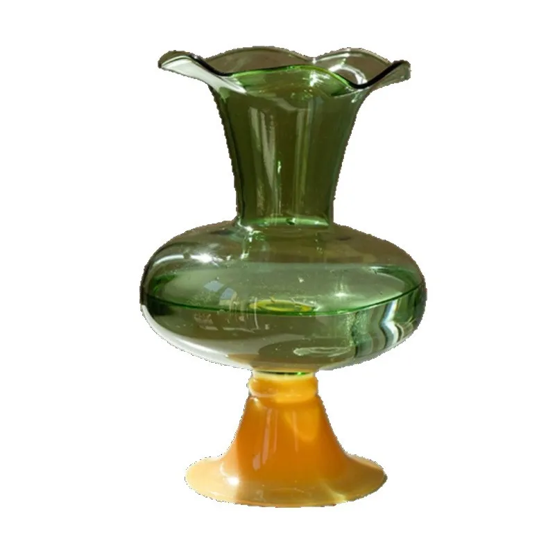 French retro handmade glass vase medium antique high-end flower arrangement light decorative ornament