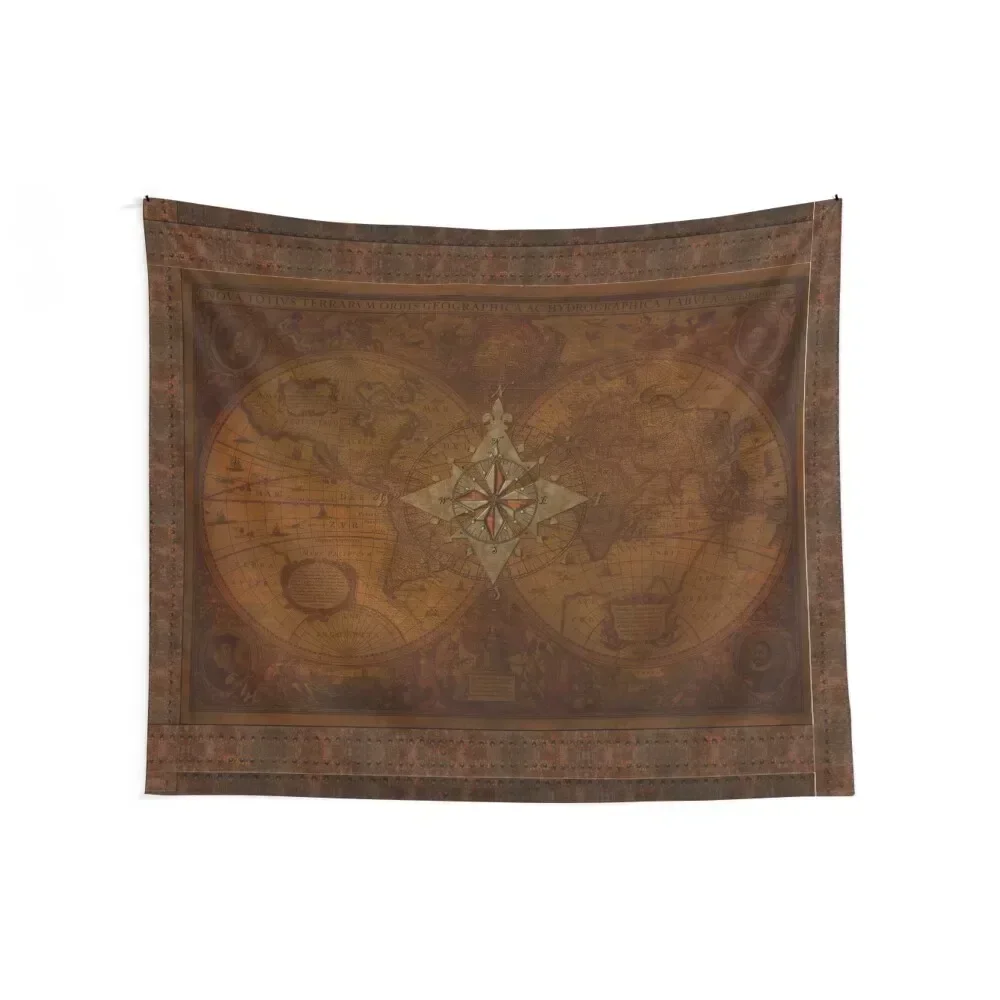 Steampunk Compass Rose & Antique Map Tapestry Decoration Room Home Decorators Room Decorating Aesthetic Tapestry