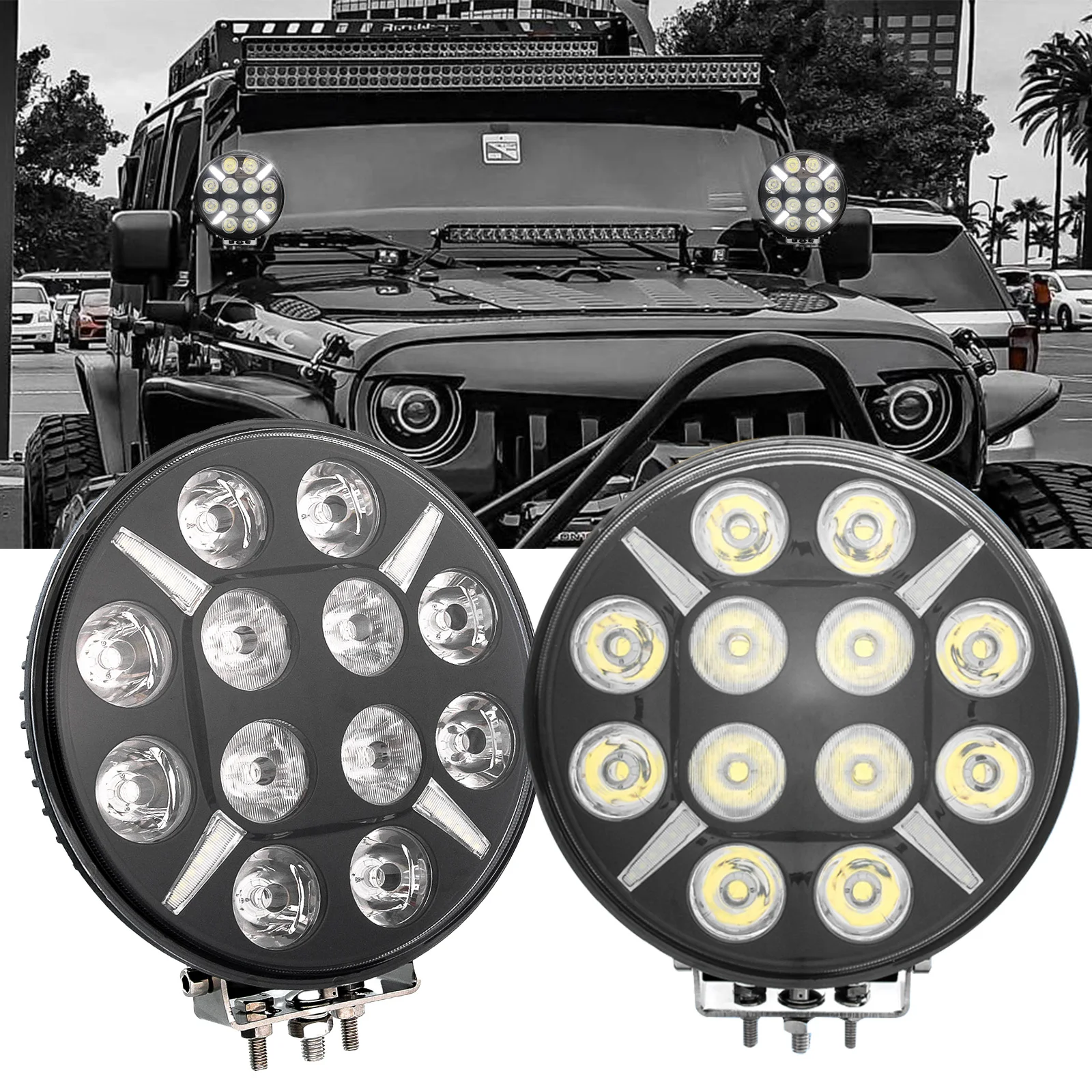 

1 PCS 9 Inch 120W Led Work Light Headlight 12V 24V 6000K Offroad 4WD 4x4 LED DRL HeadLamp for Jeep Pickup Camper Trailer