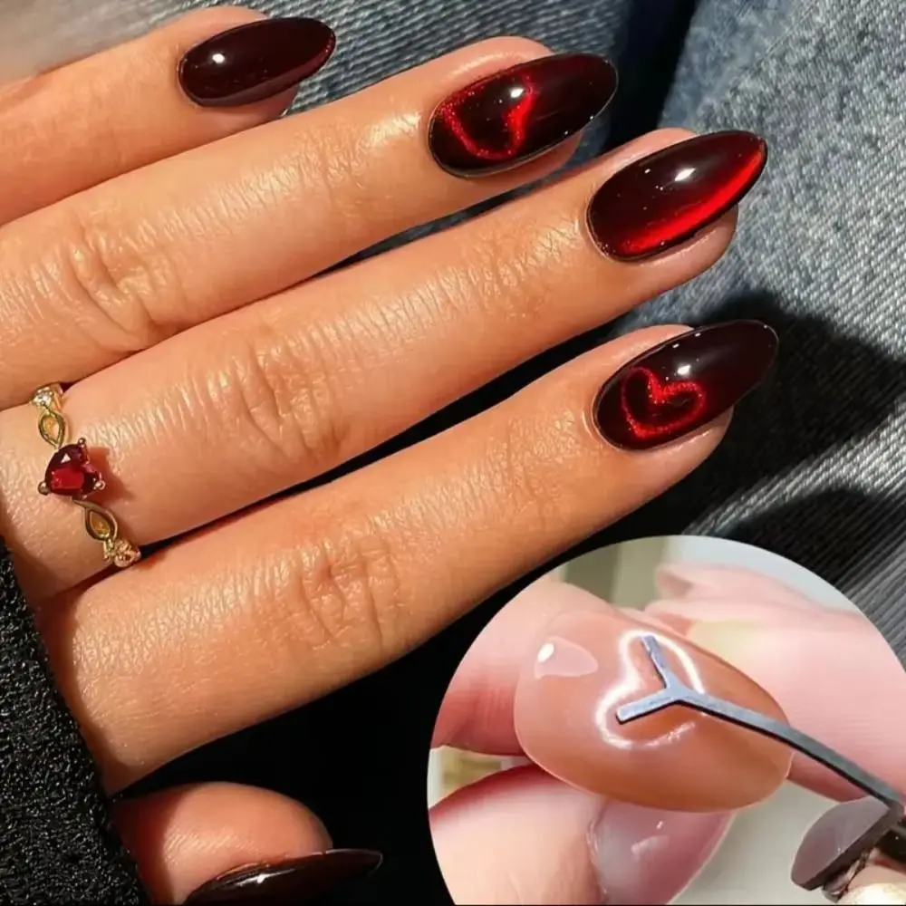 

3pcs Magnetism Heart Shaped Cat Eye Magnet Y-Shaped Strong Magnetic Y-Shape Clip Nail Magnet Portable Handheld Nail Art Tool Set