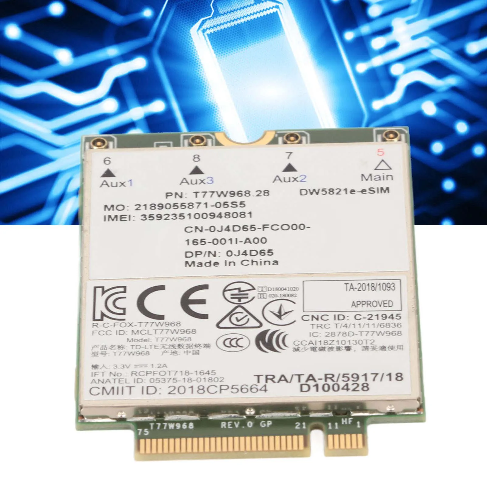 

Сетевой модуль 4G LTE для ноутбука Dell, 1 ГБ/с, поддержка сети Cat16 E ESIM T77W968, модуль сетевой карты, модуль сетевой карты