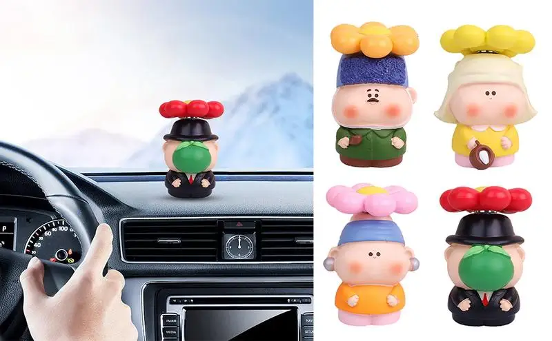 

Car Dashboard Ornament Cute Cartoon Flower Figure Figurines Ornaments Resin Crafts Auto Dashboard Decorations For car Home