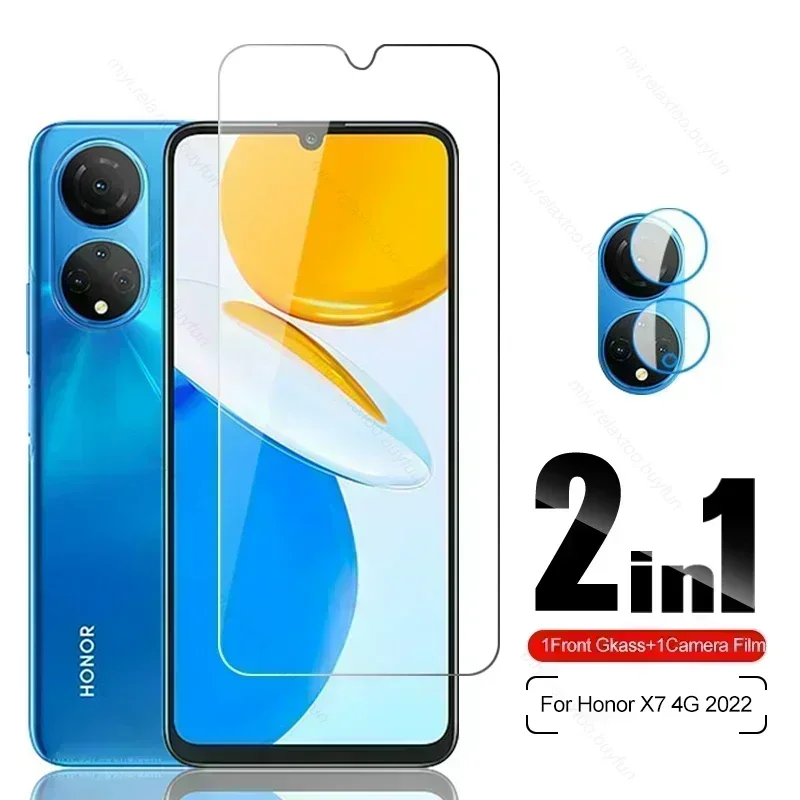 2in1 Camera Protective Glass For Honor X7 Glass Xonor Honer Honar X7 X 7 HonorX7 4G 2022 CMA-LX2 6.74