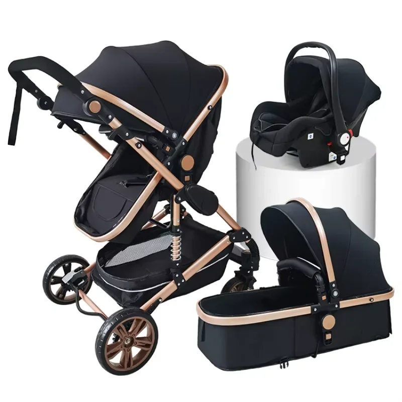 

EU Ready Stock Cheap baby strollers 3 in 1 multi-functional baby stroller with Baby carry basket