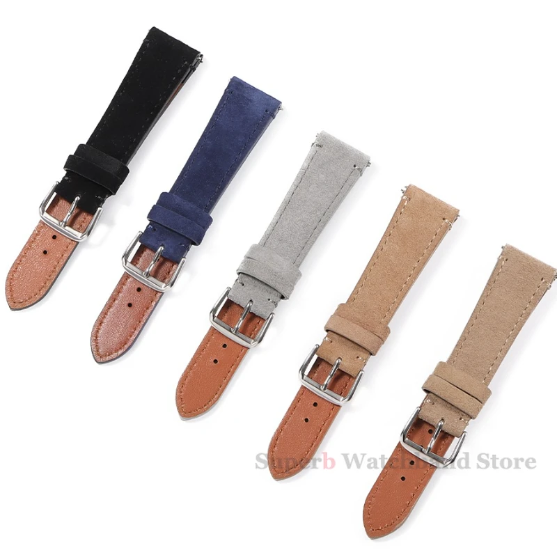 Premium Grade Quick Release Suede Leather Watch Strap for Seiko 20mm 22mm Vintage Classic Leather Watchbands Watch Accessories