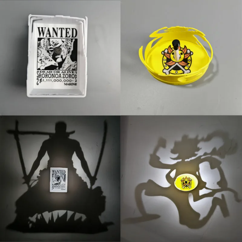 Nueva Lámpara de Pared de Anime Roronoa Zoro, Proyector de Luz de Sombra de Luffy Goku, Lámpara Creativa de Anime, Colección de Accesorios, Regalo